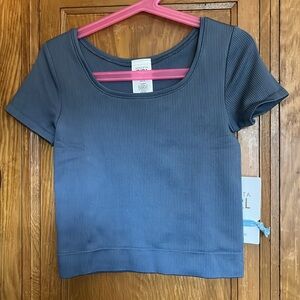 Athleta Girls Rise Above Rib Crop Tee